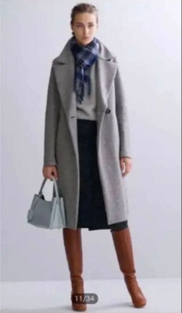 美品 23区Moessmer MILLEDJERSEYロングウールコート グレー - メルカリ