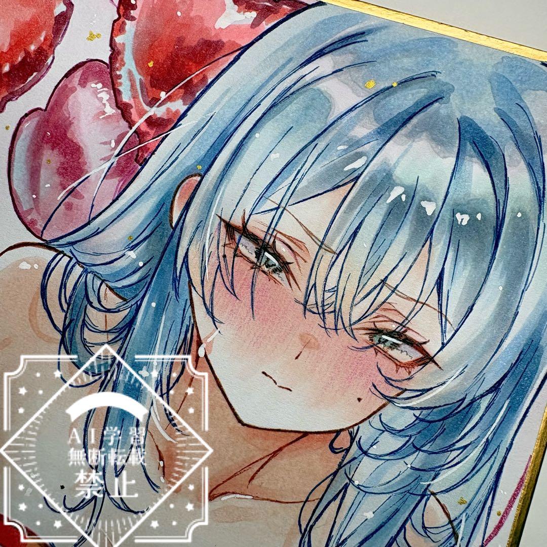 一点物 オリジナル 色紙 手描きイラスト アナログ 女の子 創作 原画