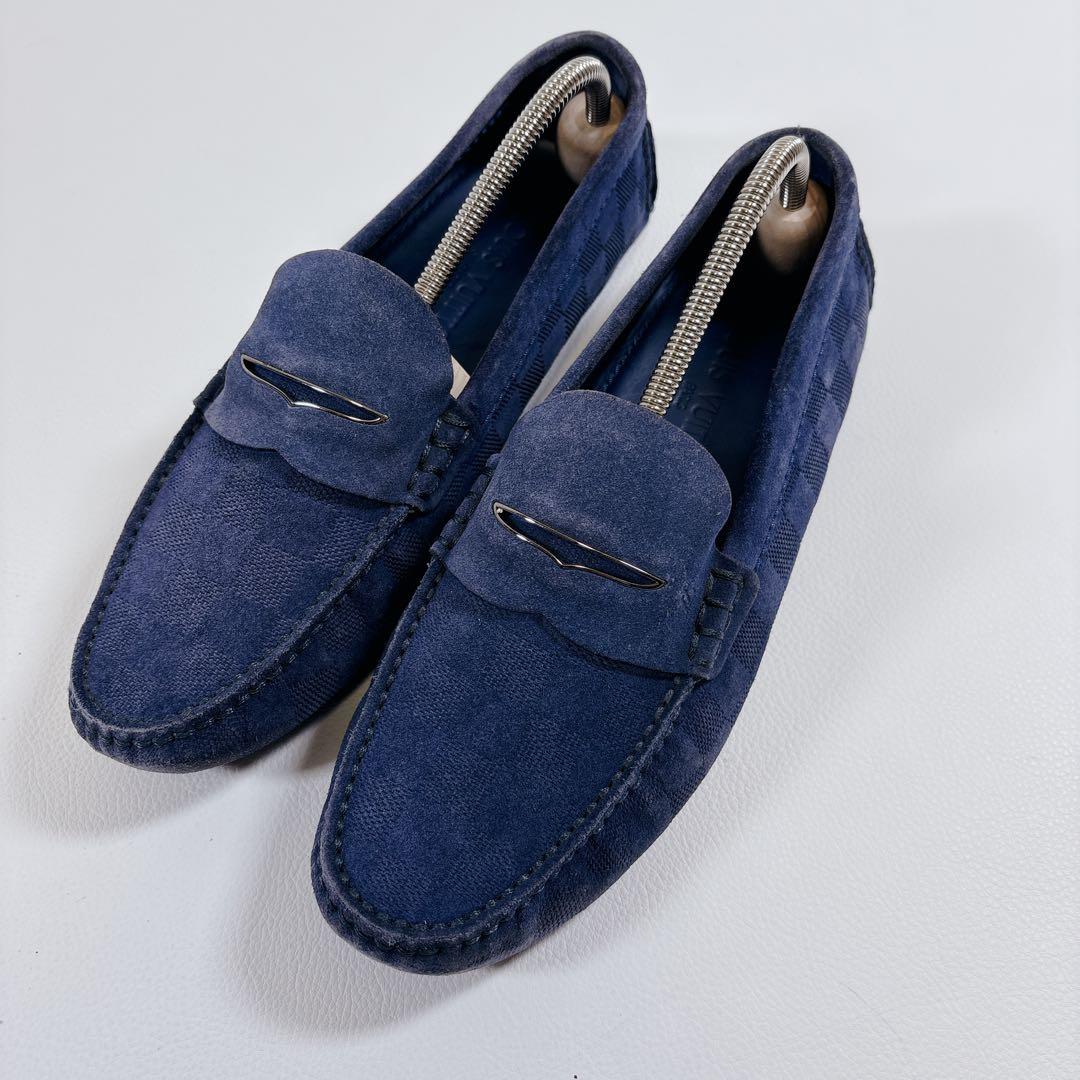 LV ルイヴィトン ドライビングシューズ ダミエ スエード ネイビー 5.5