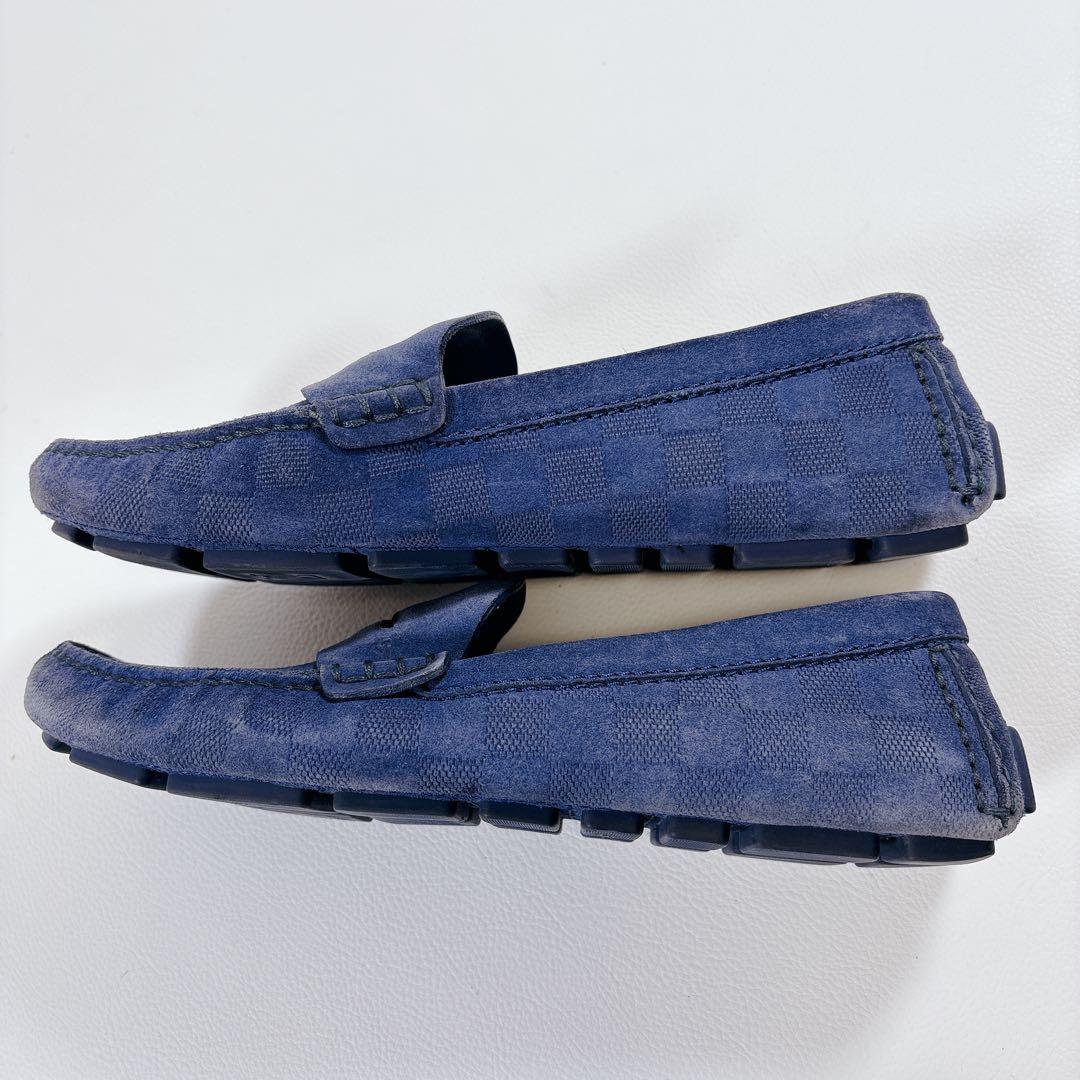 LV ルイヴィトン ドライビングシューズ ダミエ スエード ネイビー 5.5