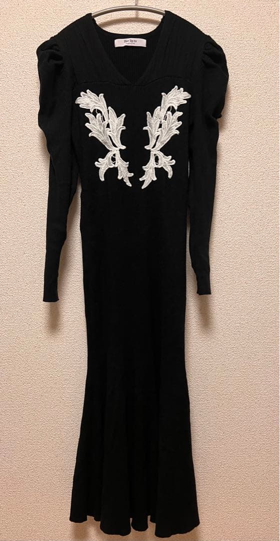 Her lip to】Lily Lace Knit Midi Dress - メルカリ