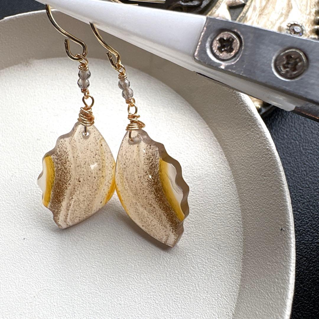 《skygray様》カーネリアンアゲートバタフライカービング②＊モスアゲート