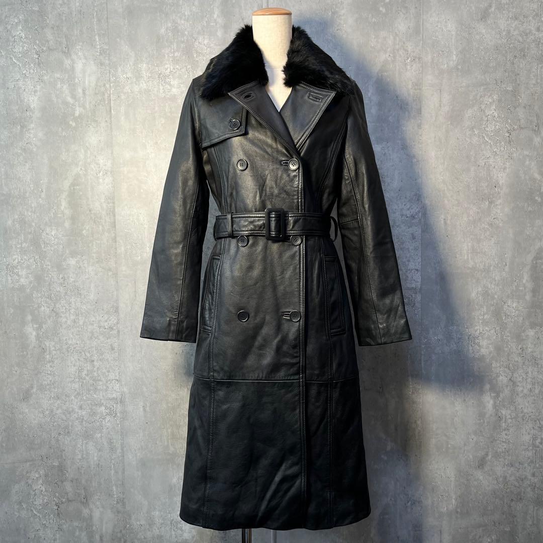美シルエット☆本革 羊革 ヴィンテージ レザートレンチコート ラビットファー衿付 楽天市場】【クーポン利用で5％オフ3/11まで】トレンチコート レザー
