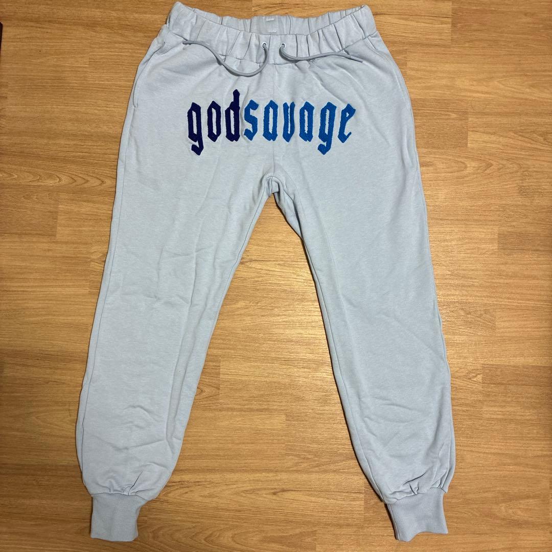 godsavage フード付きパーカーとパンツセットLサイズ スカイブルー