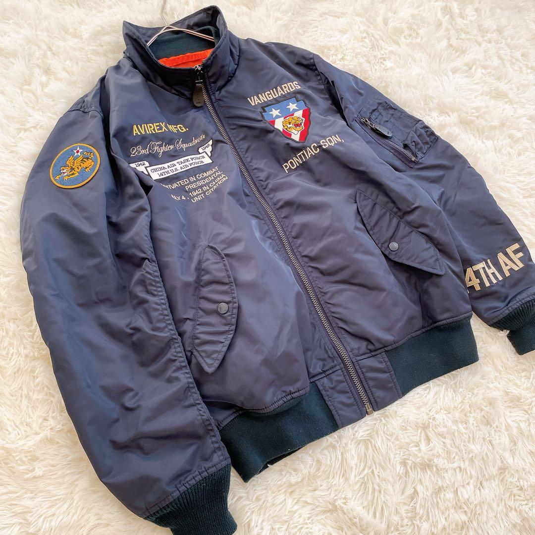 2XLサイズ✨AVIREX MA-1フライトジャケット ブルゾン ネイビー 刺繍