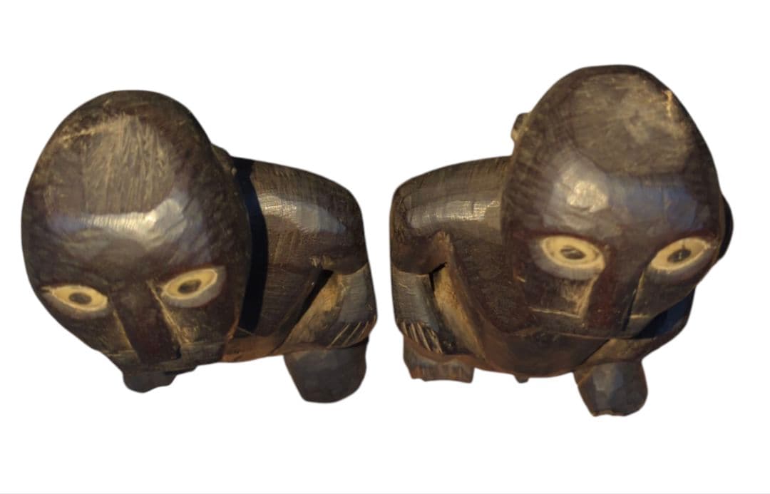 アフリカンアート 木製人型彫刻 2体セット 【 希少 パラオ トコベイ