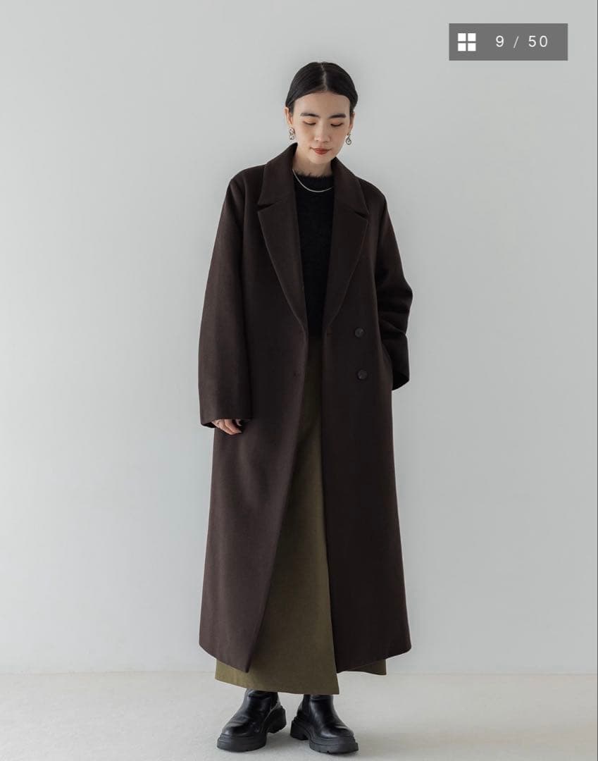 crewre 新品 アジャスタブルウールロングコート こすぱっしょんゆりえ