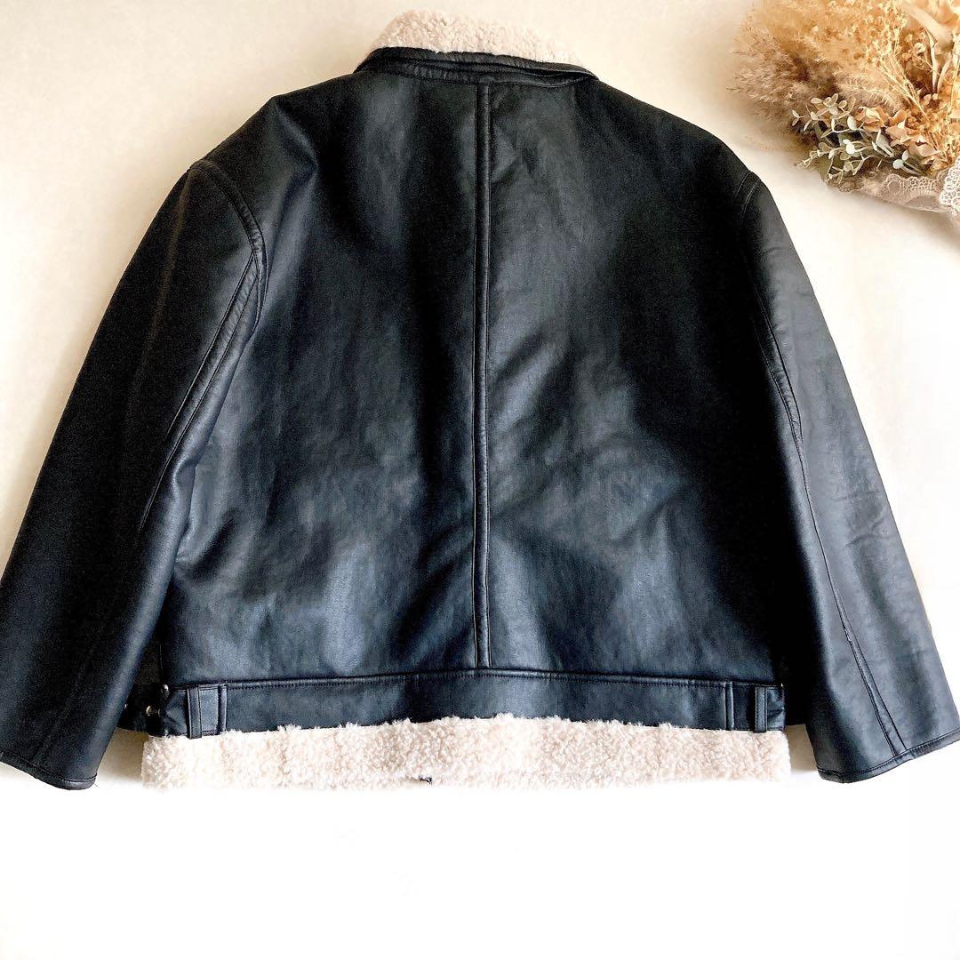 美品】ファシル ボア×フェイクムートン リバーシブル レザーブルゾン