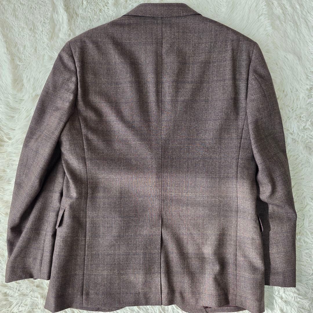 美品/SUPER 110's】ヒルトン スーツ 3ピース チェック ブラウン系