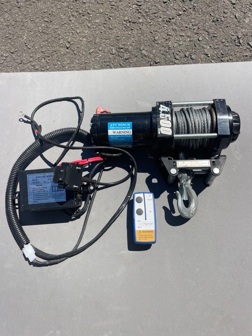 ポチさん専用❕ATV 4500 電動ウインチ 12V DC 電動ウインチ 12v 24V 4500LBS 電動 サーキットブレーカー ホイスト