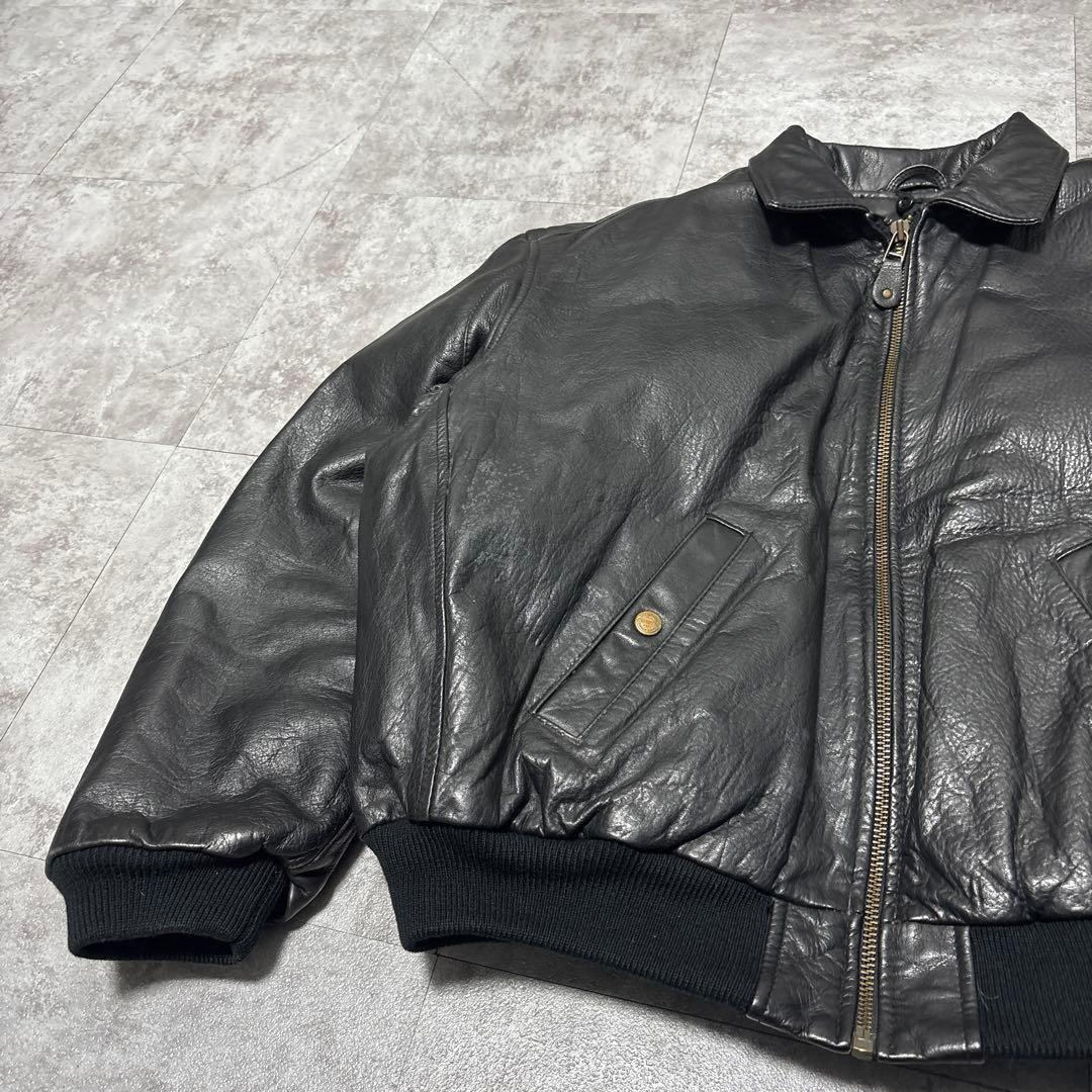 80s chevignon leather down jacket ダウンL