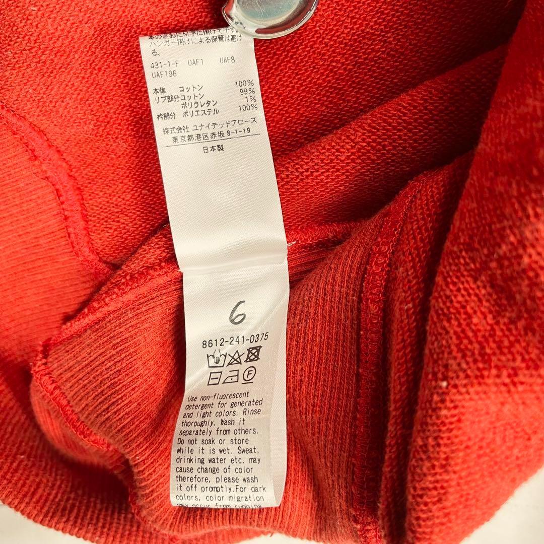 6 ROKU カラースウェットプルオーバー レッド 襟付き サイズFREE