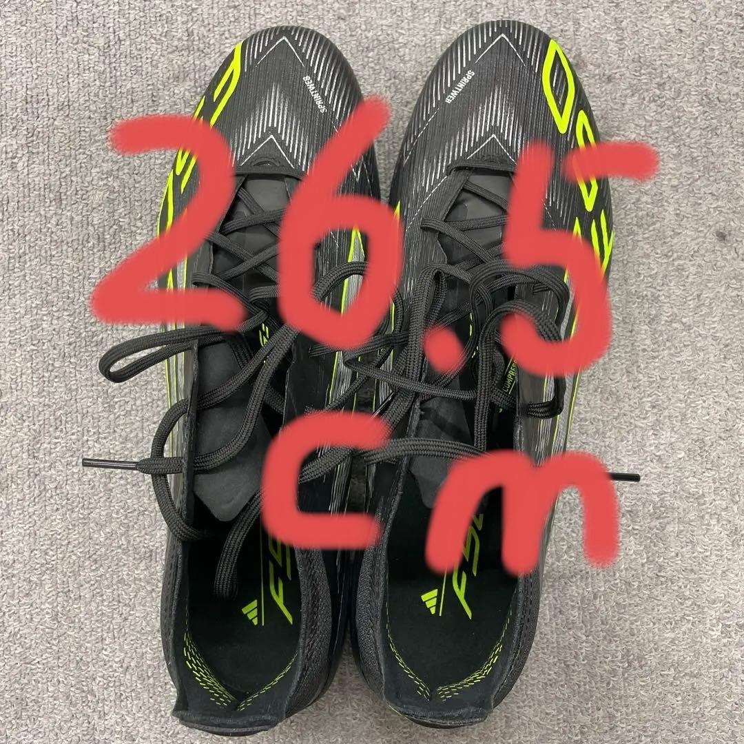 adidas F50 ブラック/イエロー スパイク　26.5 2443 adidas（アディダス） F50 ELITE HG/AG JAPAN(ブラック×イエロー