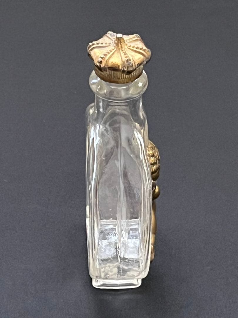 アンティークヴィンテージ 香水瓶天使キューピッド 真鍮装飾 ガラス