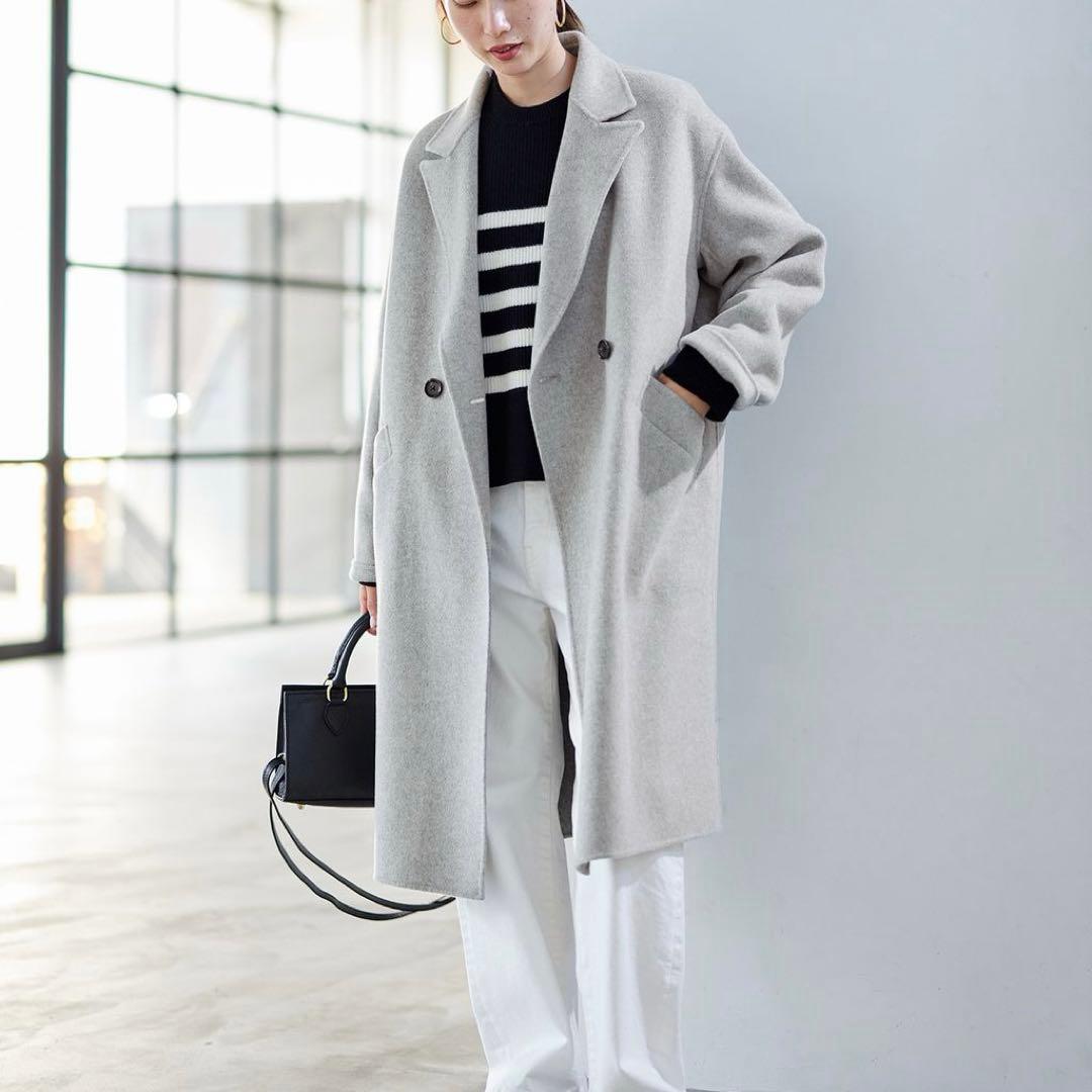 美品FRAMeWORK SUPER160s ダブルブレストコート　スーパー160 FRAMeWORK（フレームワーク） コート チェスターコート 「追加