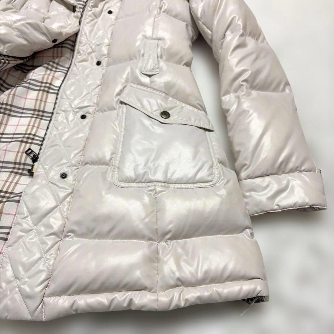 バーバリーブルーレーベル ダウンコート M ノバチェック ホワイト