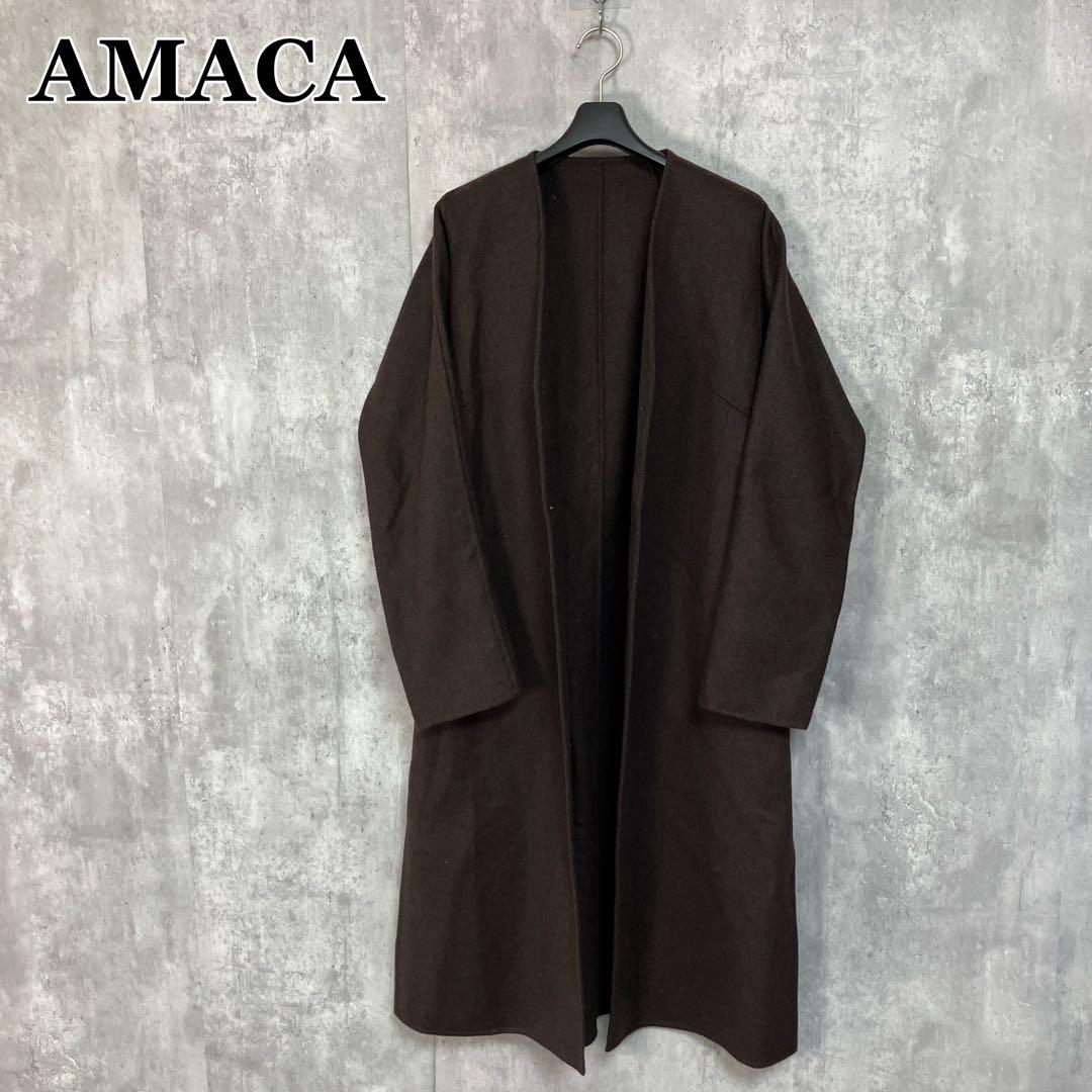新品 AMACA MANTECO リバーコート 38 Anniversary Piece】紡毛配色リバーコート(コート)｜AMACA(アマカ)の