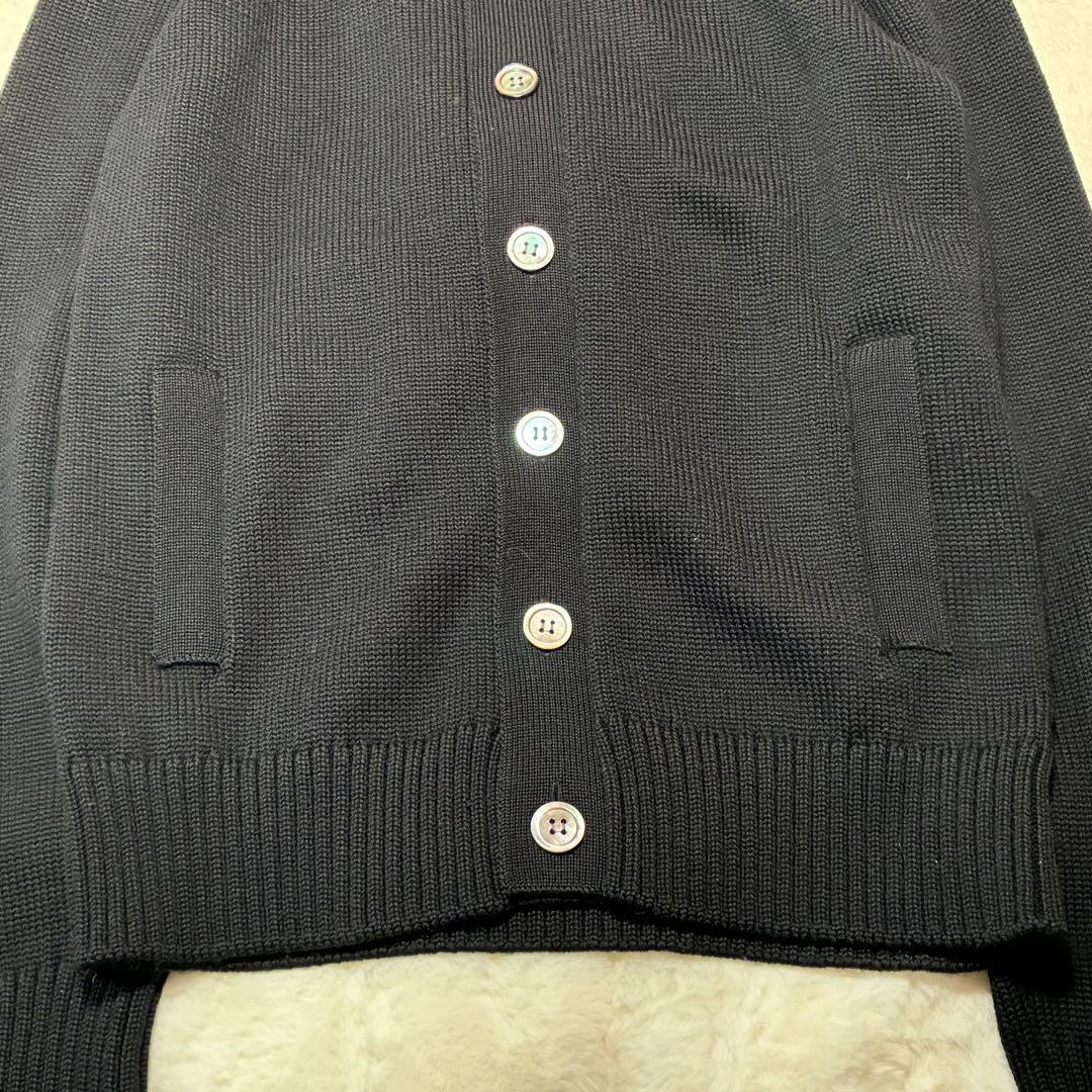 鎌倉シャツ 134 スタンドカラーカーディガン 46 ブラック ウール