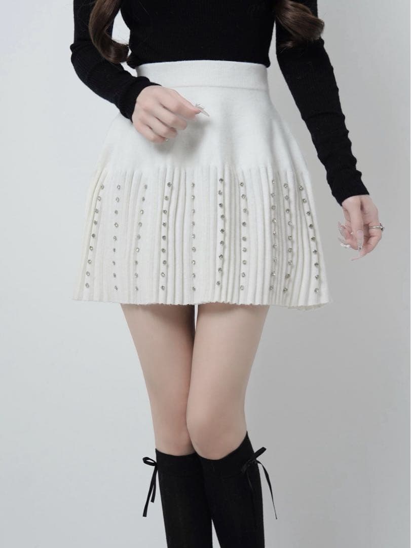 Lumignon(ルミニョン)/Bijou pleated knit skirt - メルカリ
