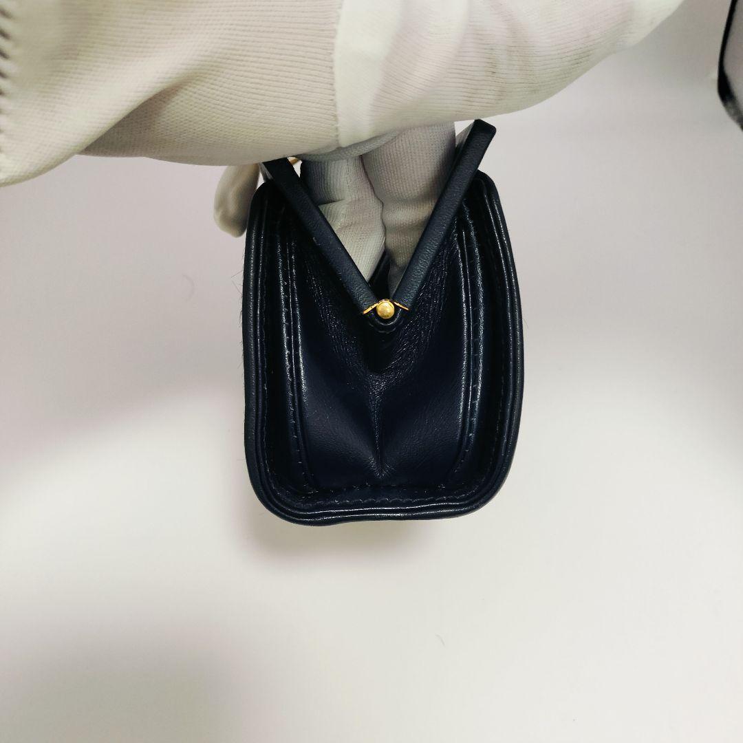 希少 訳あり】GUCCI グッチ ハラコ ミニ がま口 ポーチ 財布 ネイビー