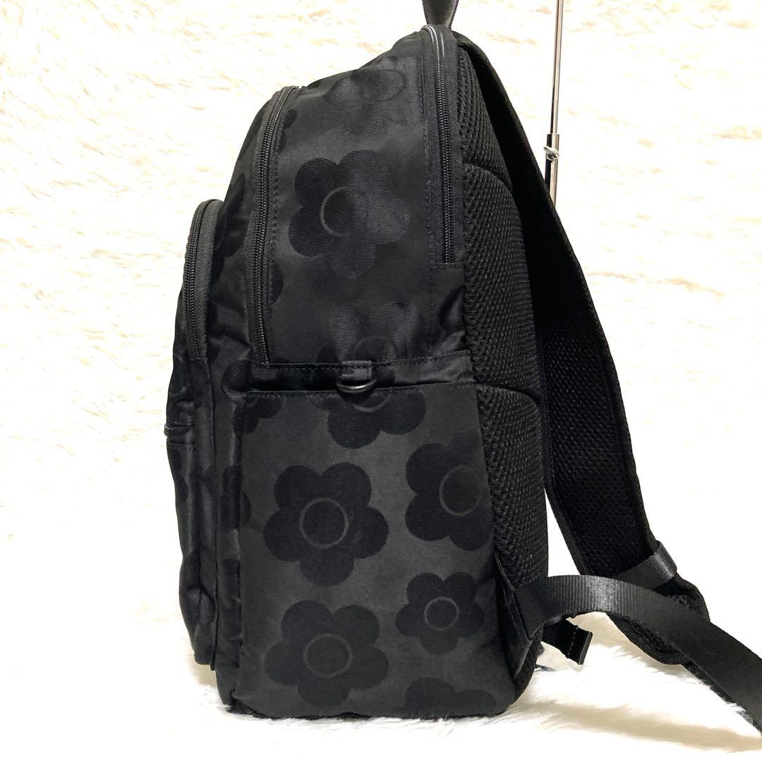 極美品✨MARY QUANT マリークワント デイジー 総柄 リュック ブラック