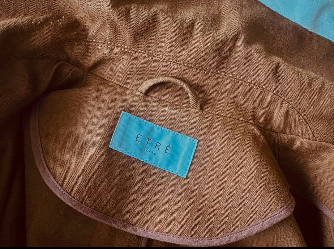 etre tokyoヘリンボーンオーバーサイズコート ブラウン M - メルカリ