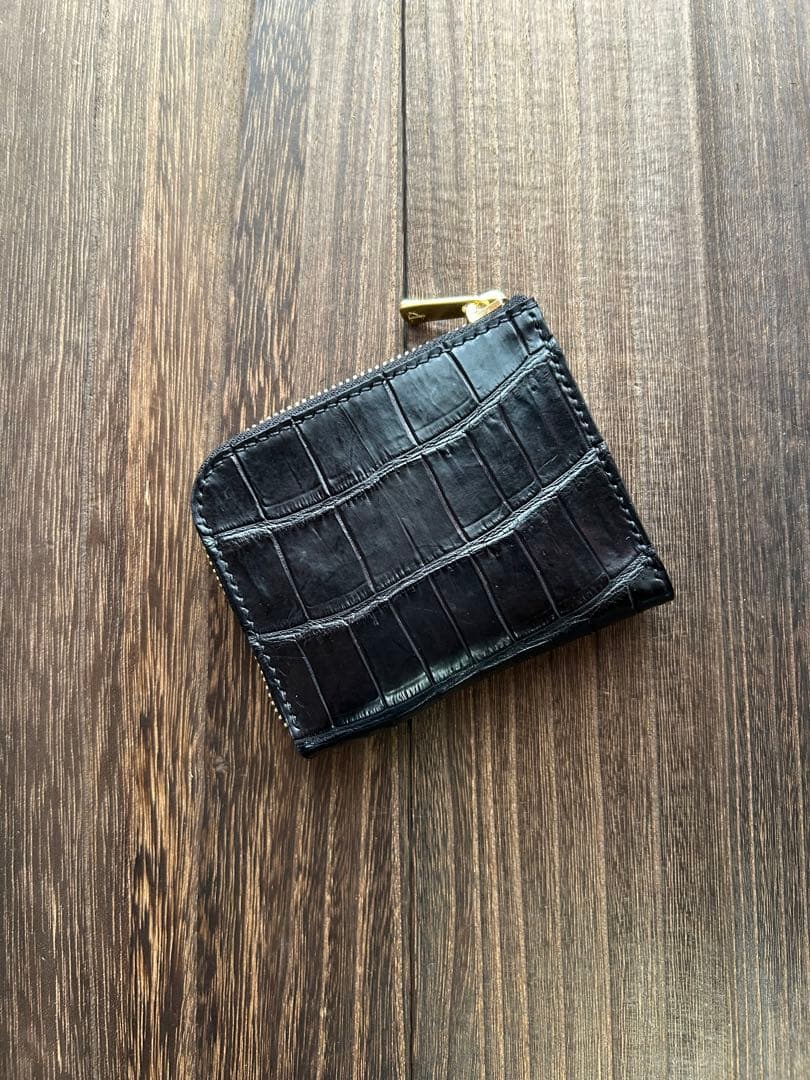 クロコダイル　ポロサス　ブラック　コンパクトウォレット　財布　ハンドメイド CPウォレット クロコダイル ミニ財布 ミニウォレット コンパクト