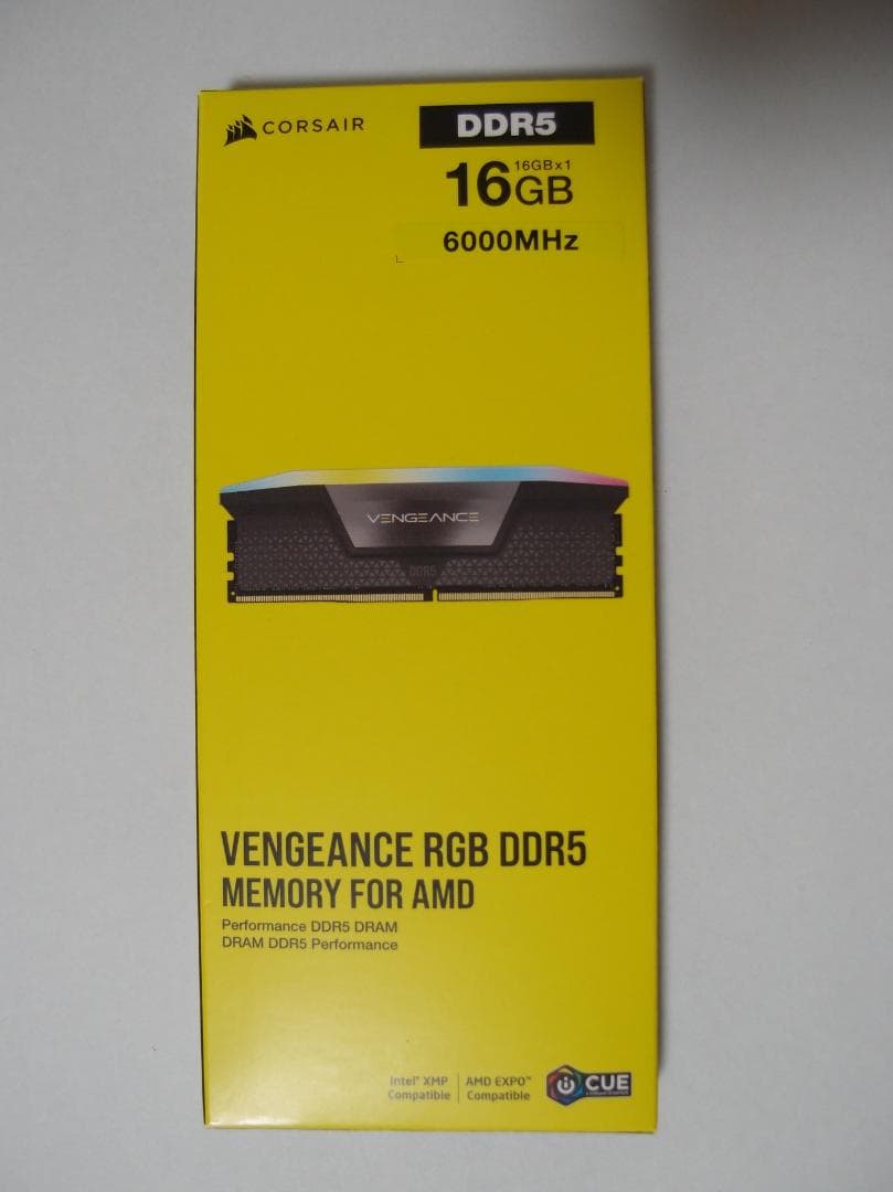 メモリー CORSAIR DDR5 VENGEANCE RGB 16GB 6000Mhz VENGEANCE® RGB 32GB (2x16GB) DDR5 DRAM 6000MT/s C30 AMD EXPO