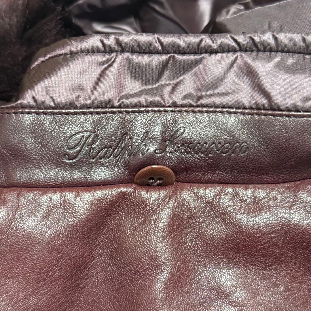 RALPH LAUREN PURPLE LABEL レザー ファーダウンベスト - メルカリ