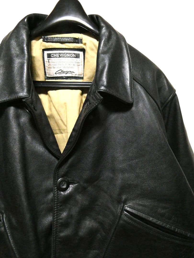 D*D様 特価！美品！90年代ヴィンテージ！ChevignonレザーカーコートL