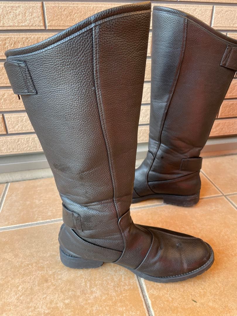 27.5cm 特攻ブーツ！火花でます！分厚い金具付き！レザー長靴 ブラック