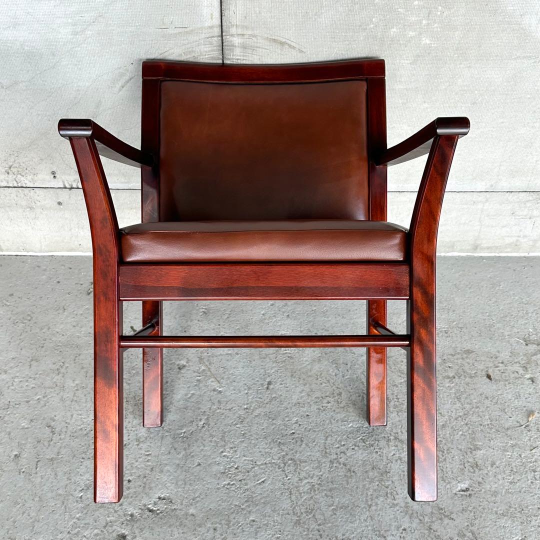 ☆1980年代☆ morishigeオリーブ印 アームチェア 本革 国産高級家具