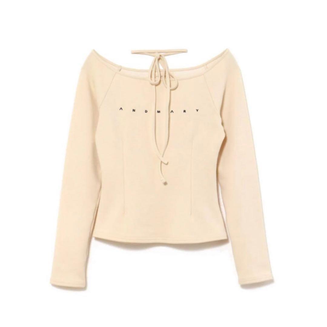トップス Andmary Mary logo choker tops ivory ANDMARY】Mary sheer logo tops