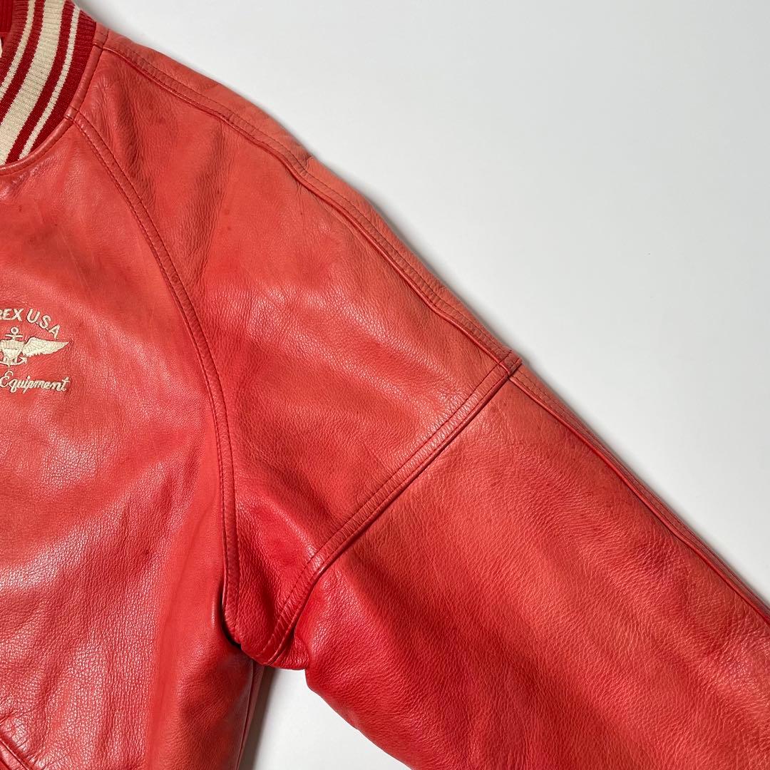 牛革】AVIREX レザージャケット 赤 M スタジャン 本革 - メルカリ