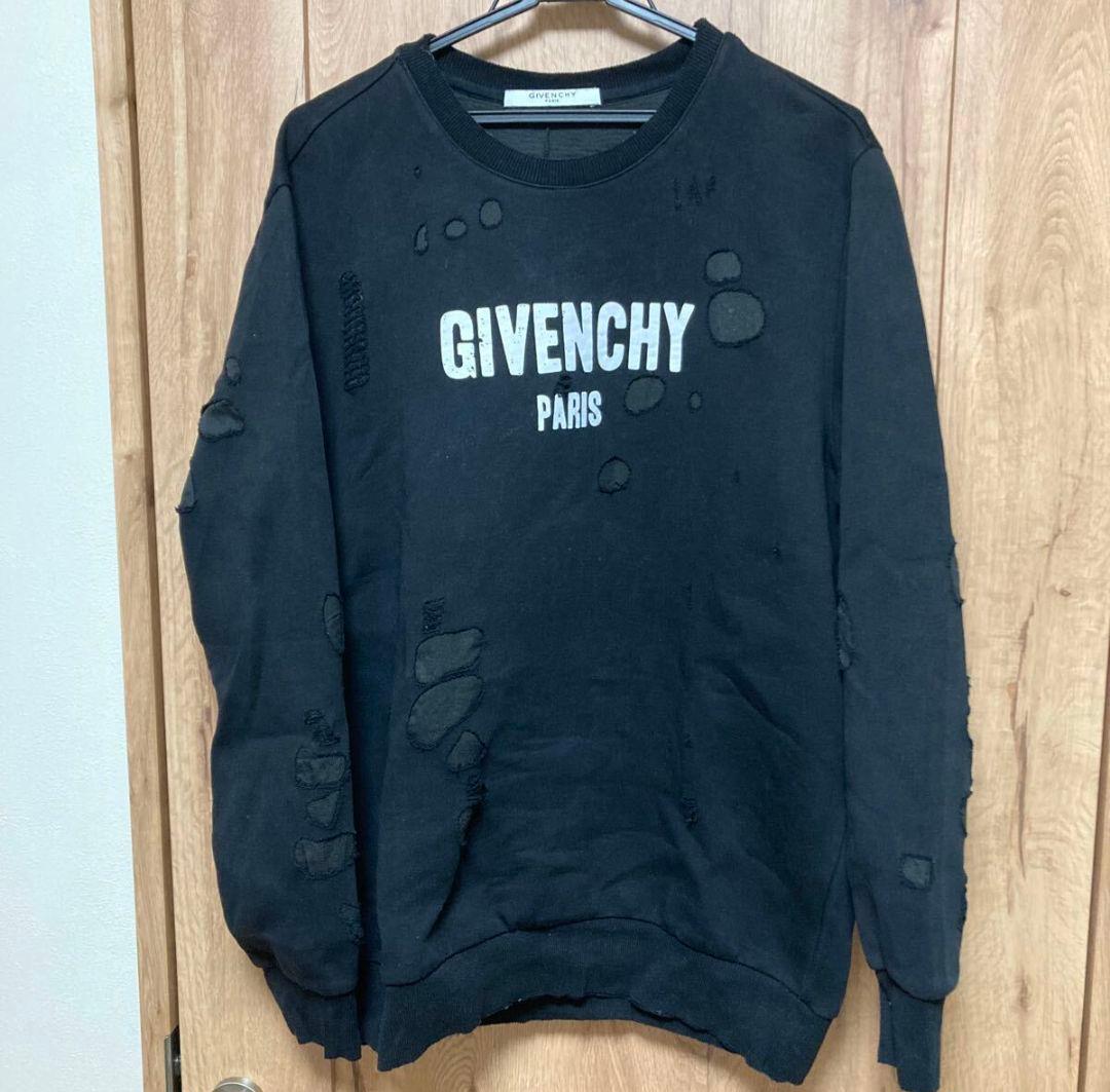 GIVENCHY ダメージ加工スウェット JPタグ】GIVENCHY/ジバンシィ デストロイ ダメージ加工 スウェット