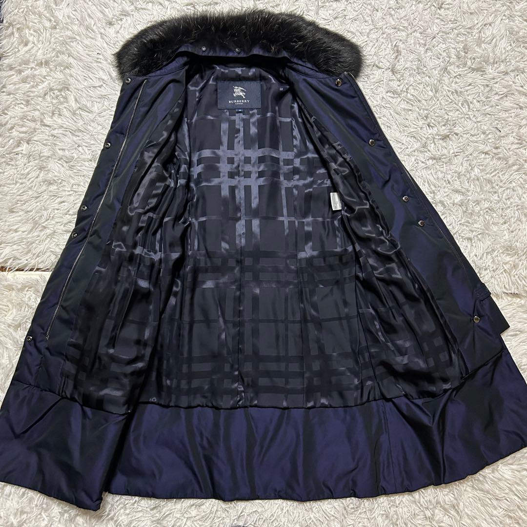 バーバリーロンドン 中綿コート フォックスファー ベルト シャドー