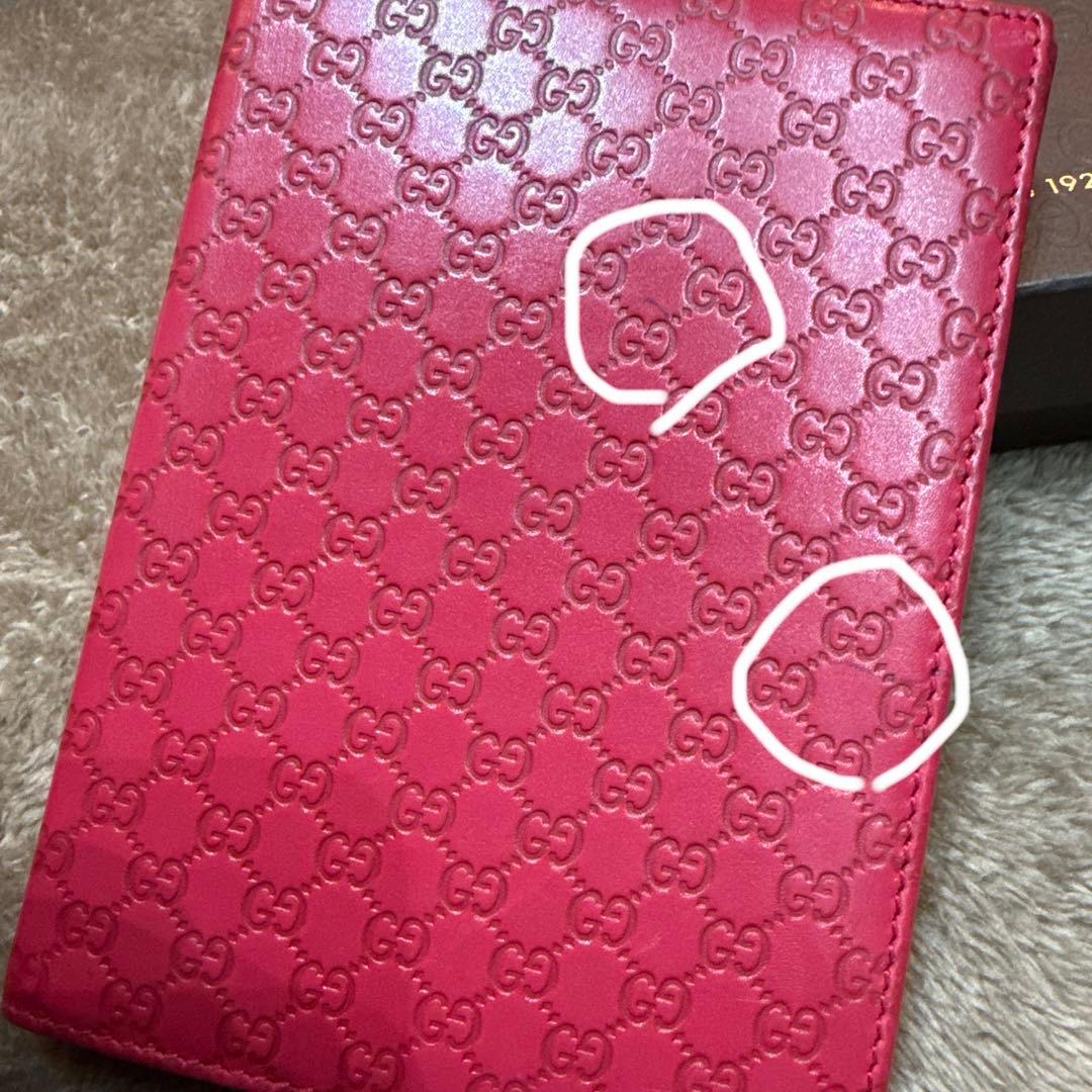 GUCCI 赤 レザー 🎄 ノートカバー GGパターン