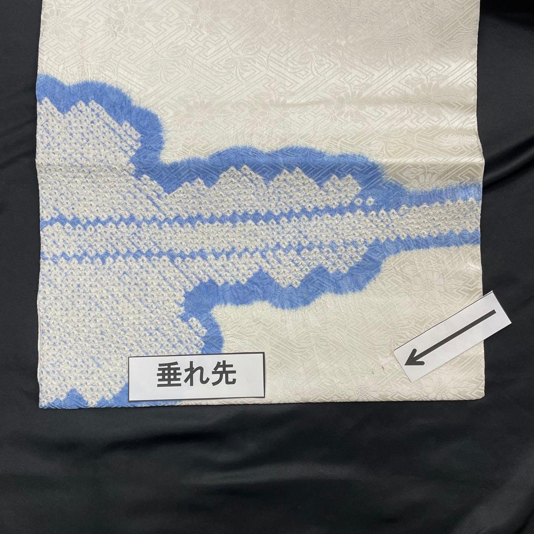 売切値下げ】602mnf23△名古屋帯 絞り染 雲 紗綾型 白 正絹△美品