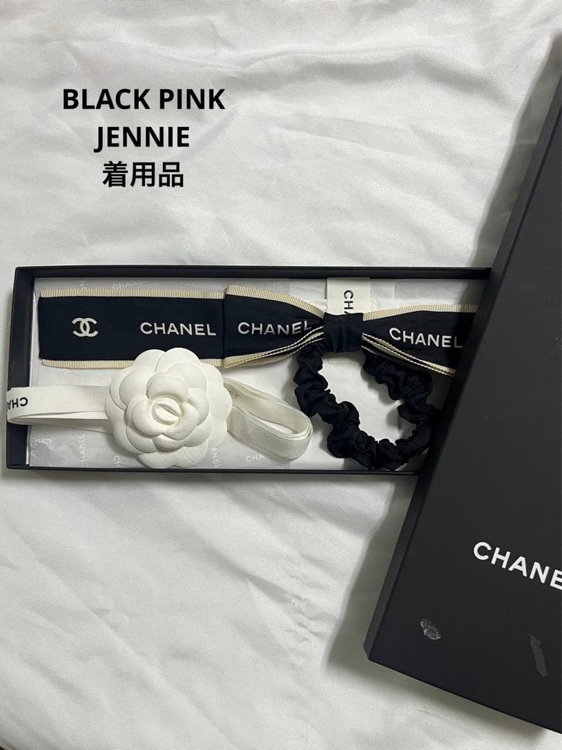 CHANEL レア22A限定　シュシュ　ブラック　シルク　ココマーク ココマーク リボン シュシュ ヘアアクセサリー シルク ブラック
