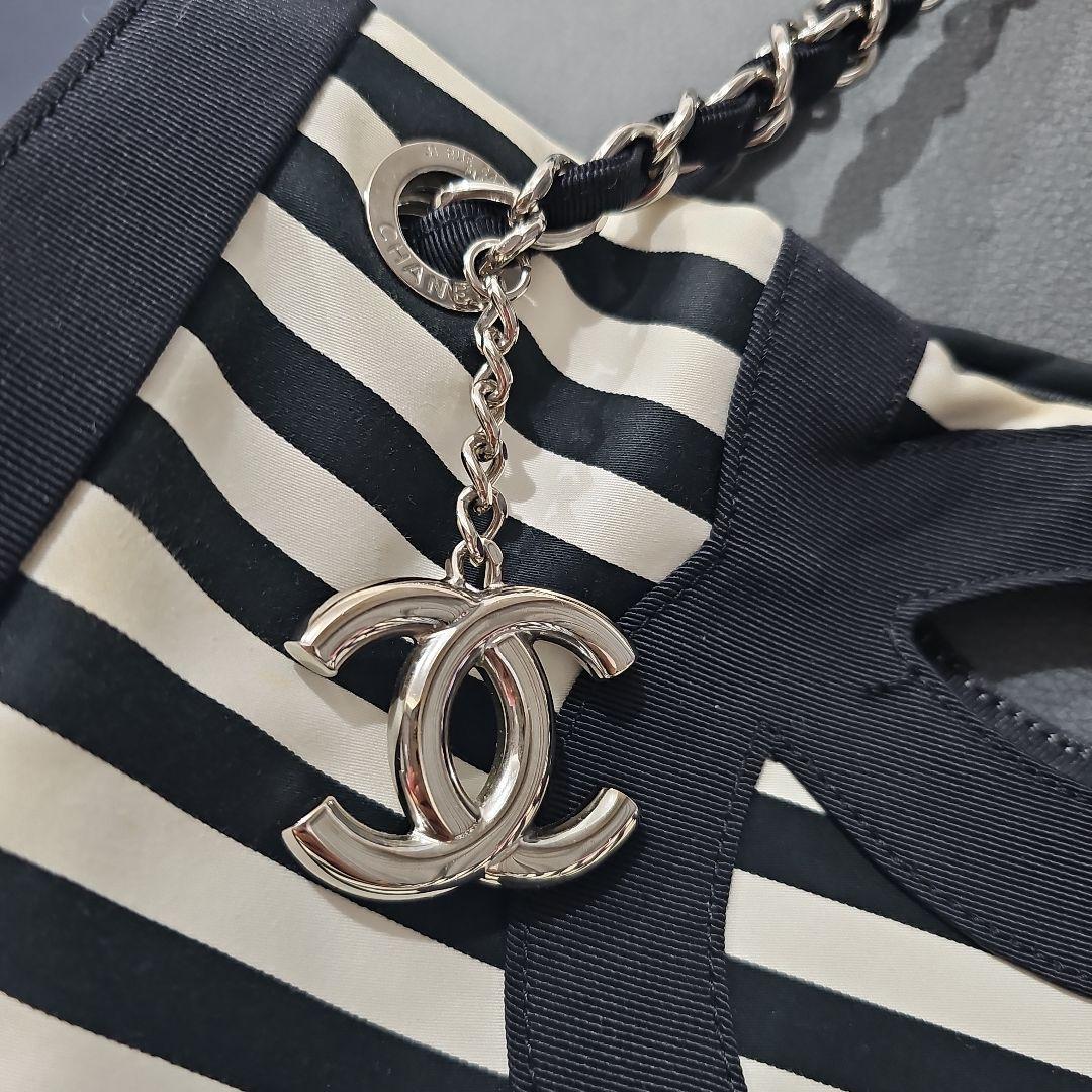CHANEL ストライプ トートバッグ - メルカリ