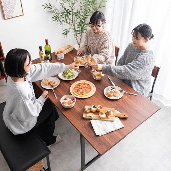 カフェ風 伸縮式 収納付 ダイニングセット 4点セット テーブル チェア