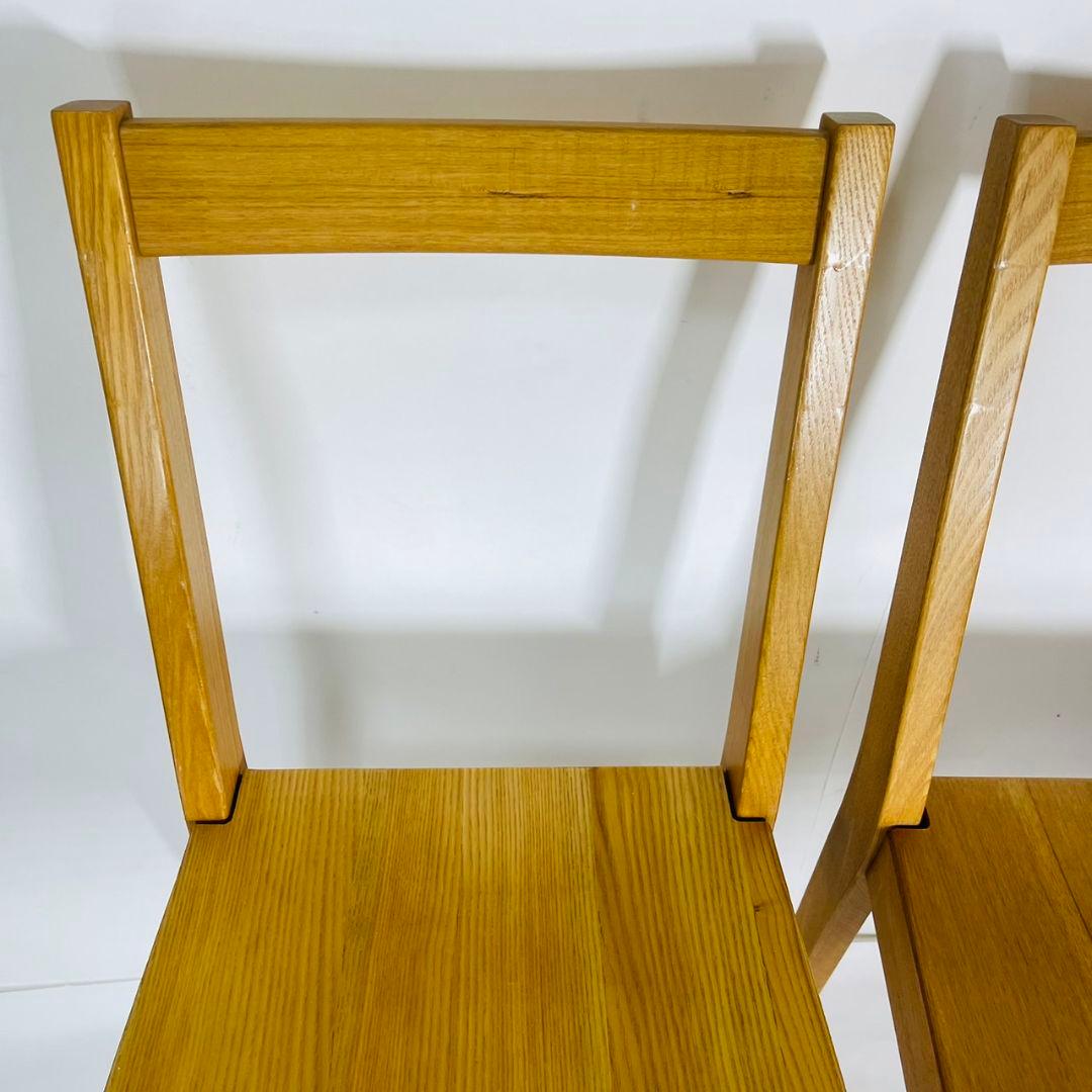 無印良品 ダイニングチェア 2脚セット 椅子 天然木 タモ材 廃番品 ①