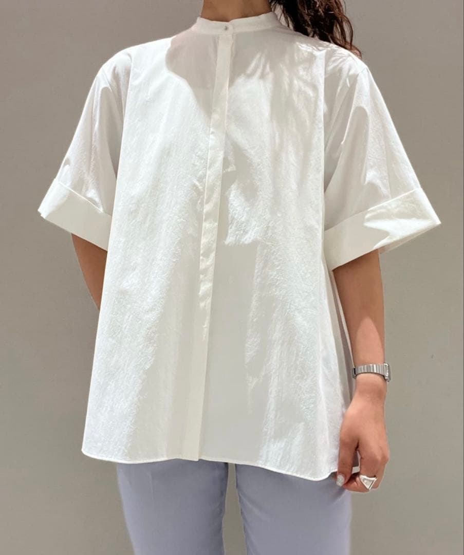 ユナイテッドアローズ バックプリーツ ハイネック 半袖ブラウス 36