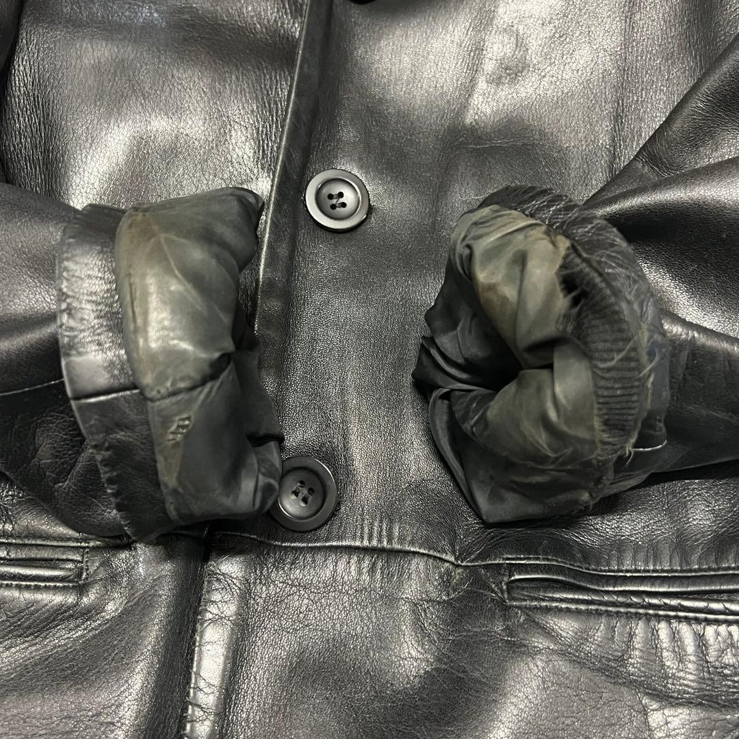 90s EMPORIO ARMANI/レザーテーラードジャケット/50/ブラック - メルカリ