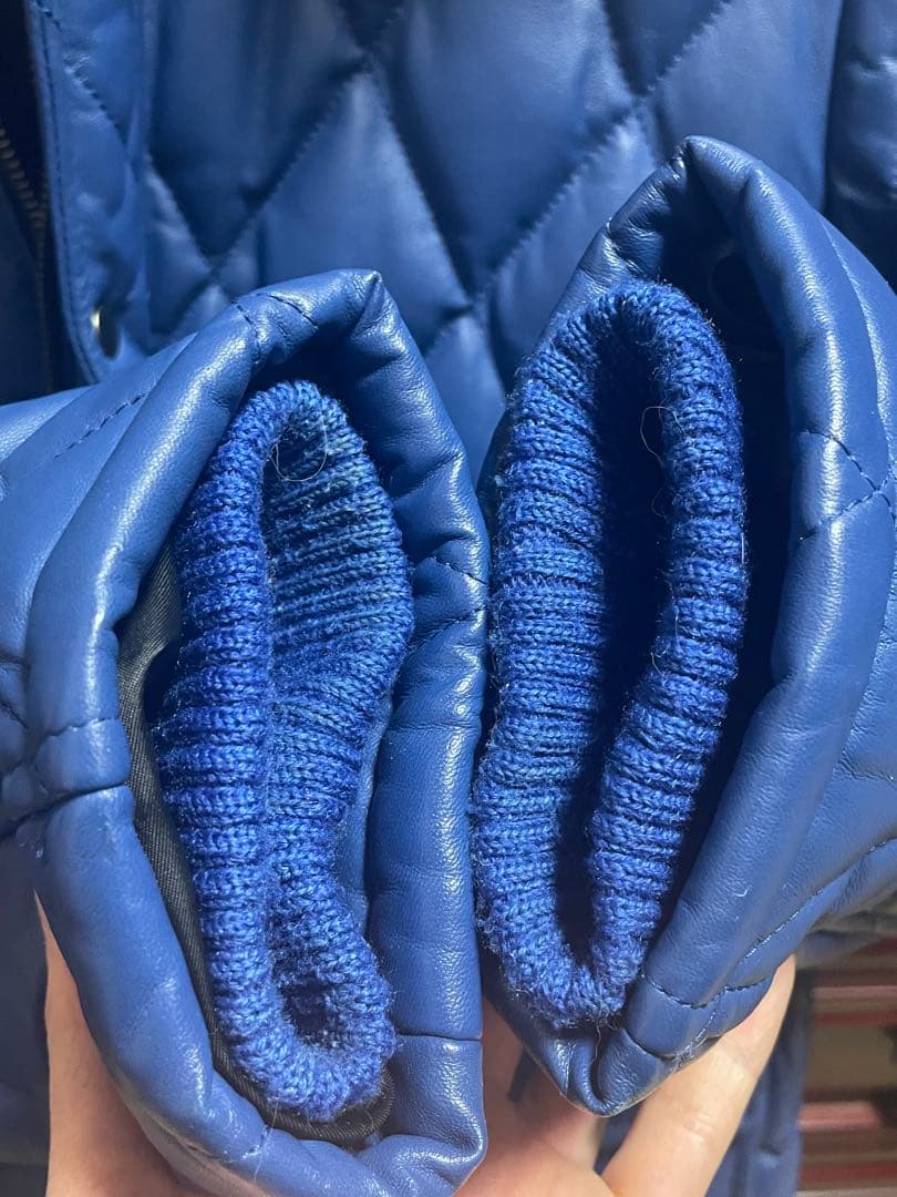 ゆうぽむぷりん様専用高級本革 羊革 青 レザー キルティング ダイヤ