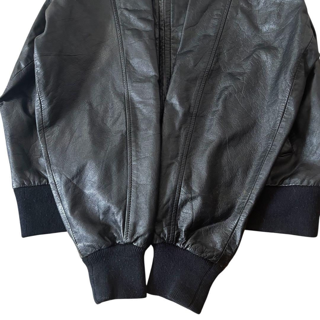 00s archive Leather bomber jacket 黒 - メルカリ