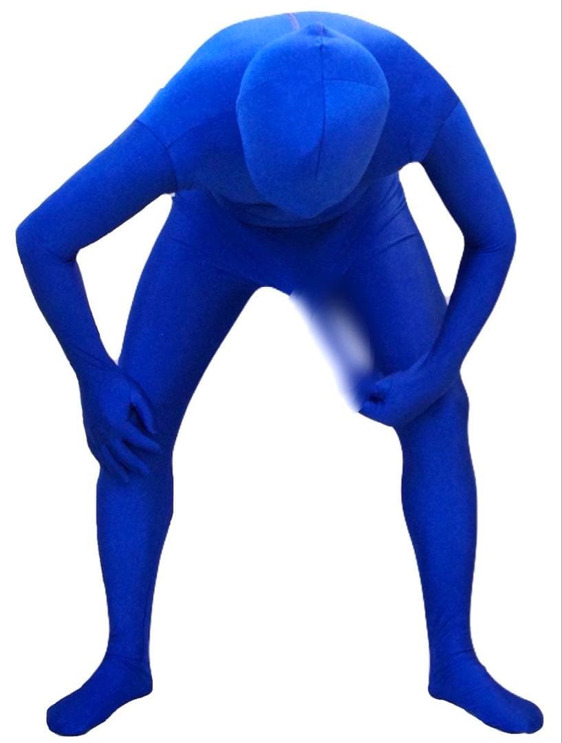 即購入OK。Mサイズロイヤルブルー男性凸仕様ゼンタイフルフェイスマスク全身タイツ