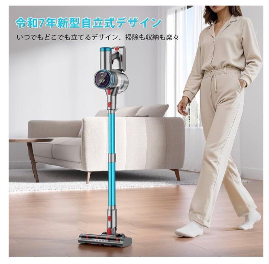 掃除機 コードレス92Kpa自立式ブラシヘッド・ダニ除去ブラシ付き60分
