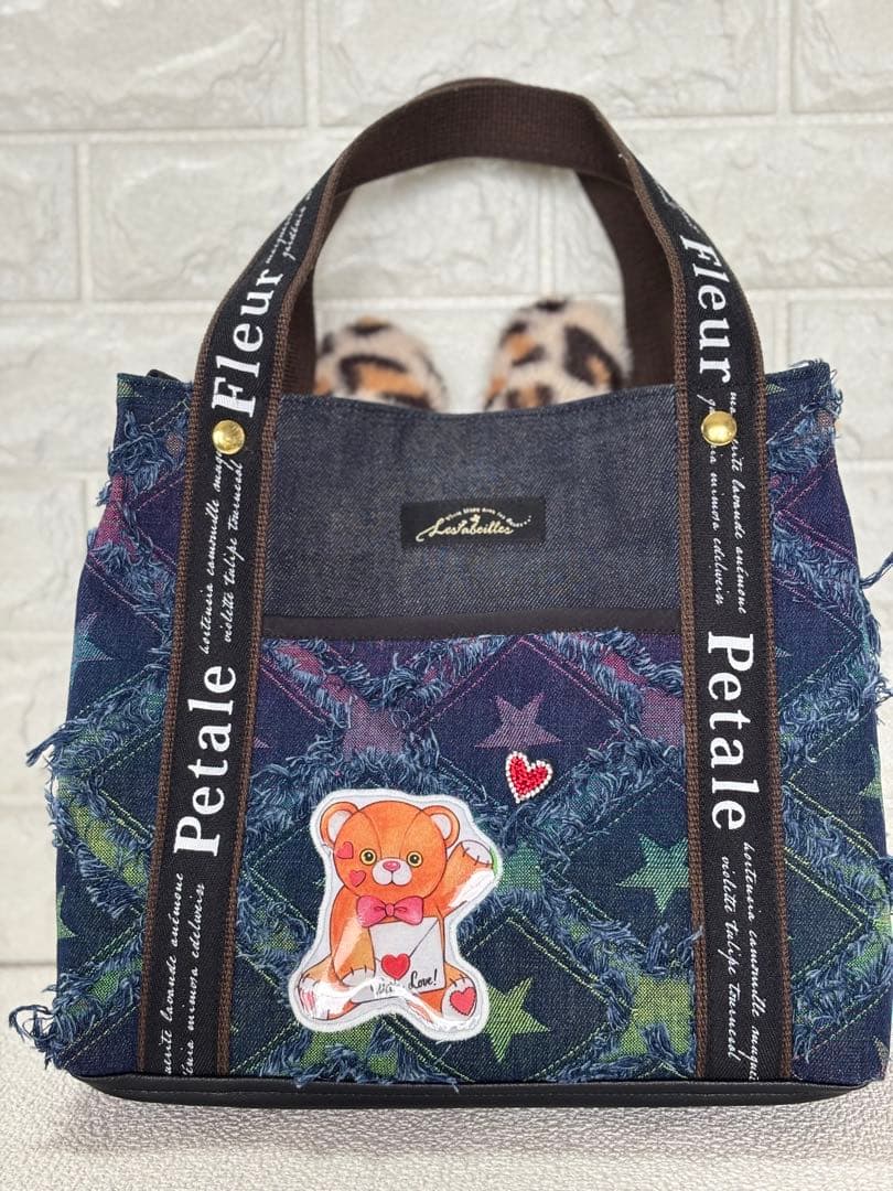 ゆ*ら様 コヤンイサムチョン ハンドメイド トートバッグ デニム ヒョウ
