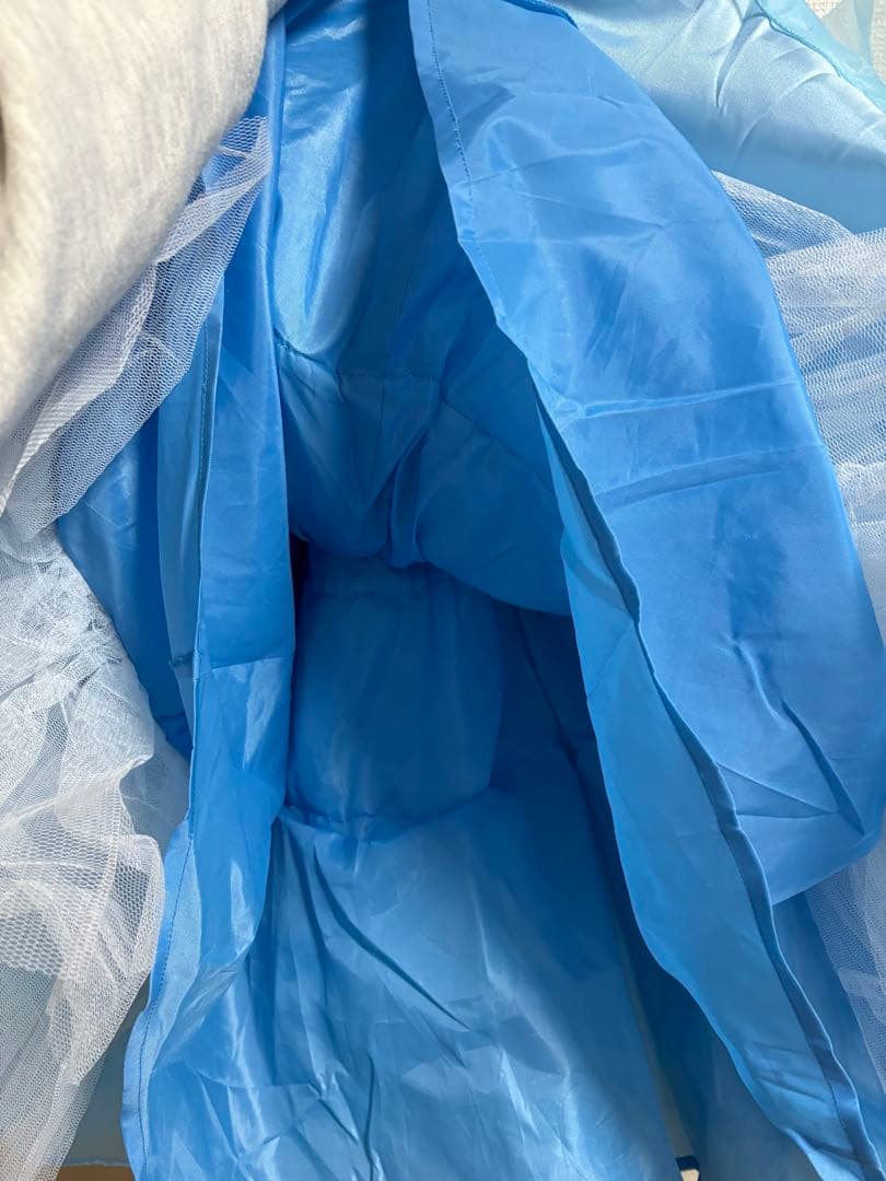 15日まで✨️フォトスタジオ 120-130cm希少 水色フリルロングドレス七五三